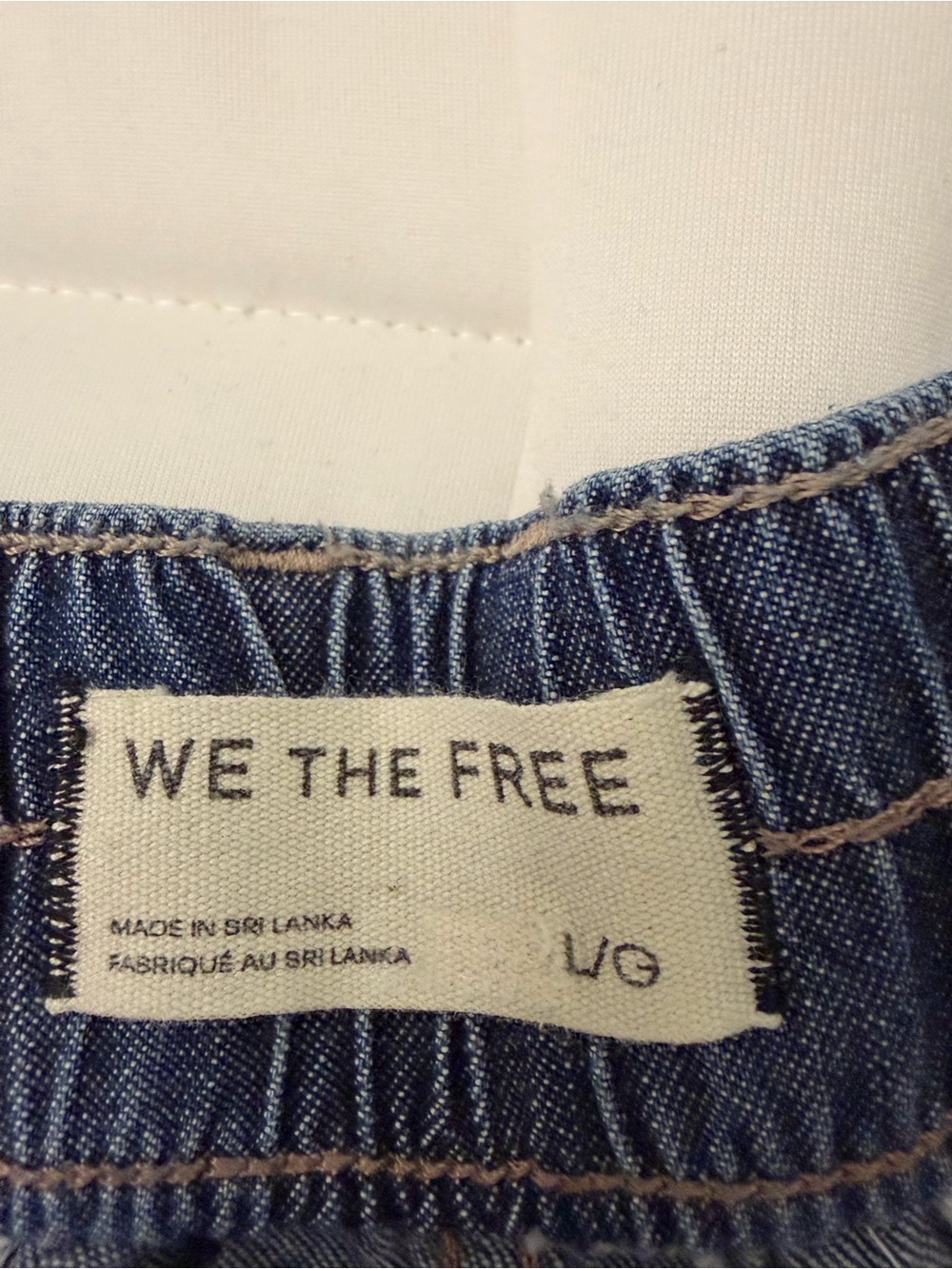 We The Free Scout Wide Leg Jeans Deep Indigo Pleated Elastic Back Denim Pants L - Picture 7 of 13